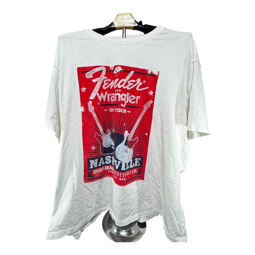 Wrangler X Fender Graphic T-Shirt Men's Size XXL On Tour Nashville White